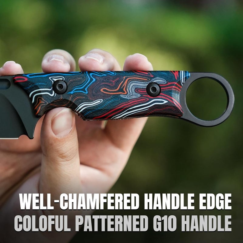 KIZER Cabox Fixed Blade Hunting Knife - 3.36" D2 Steel, G10 Handle with Sheath - Survival & Camping - 1048M1 - Image 3